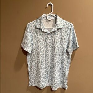 Vineyard Vines Light Blue Wave Polo Shirt, Size XL (16), Pristine Condition.
